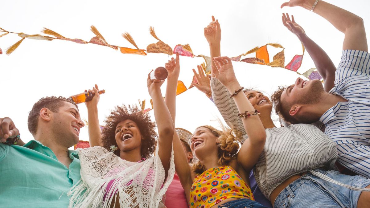 Group of friends at festival